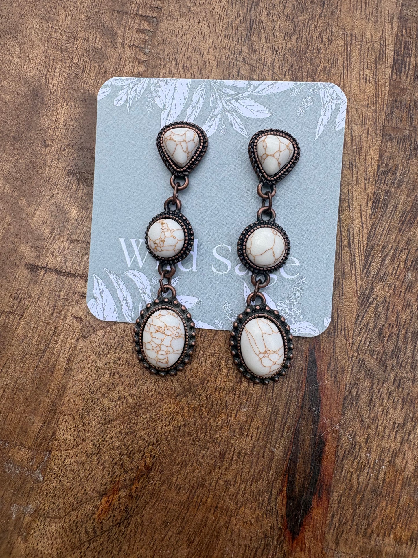 Copper & stone earrings