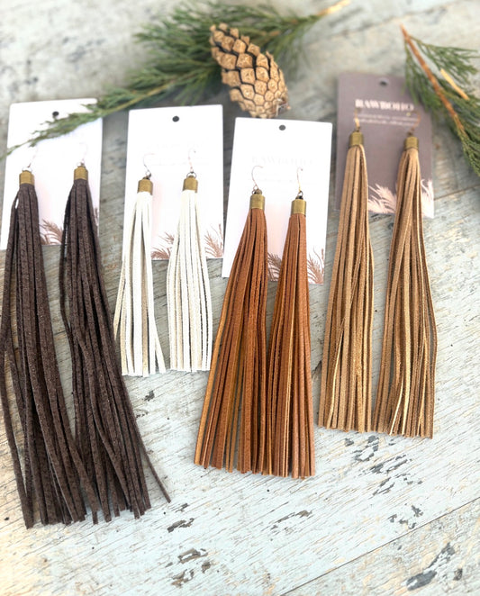 Genuine Leather Tassel Earrings