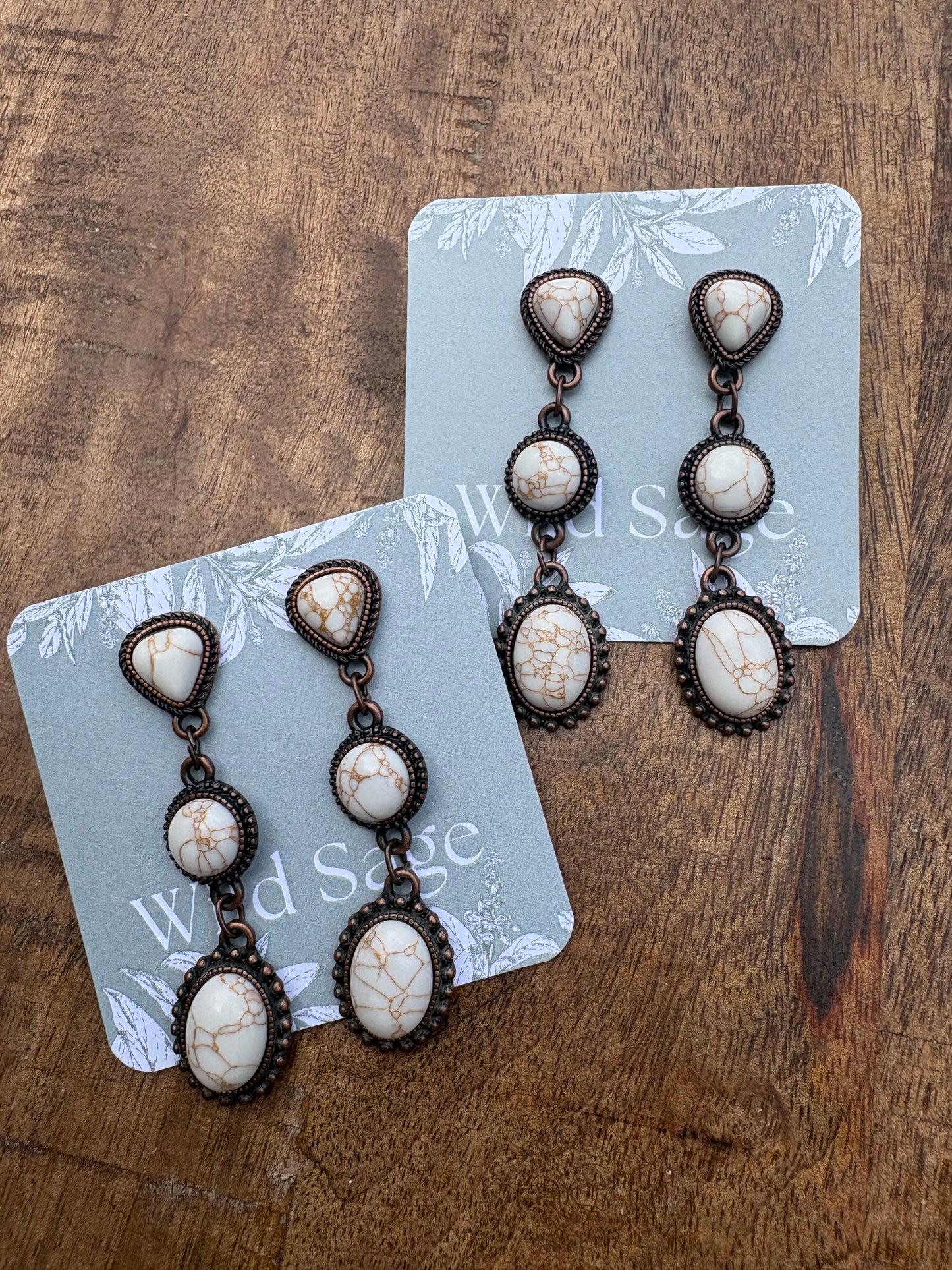 Copper & stone earrings