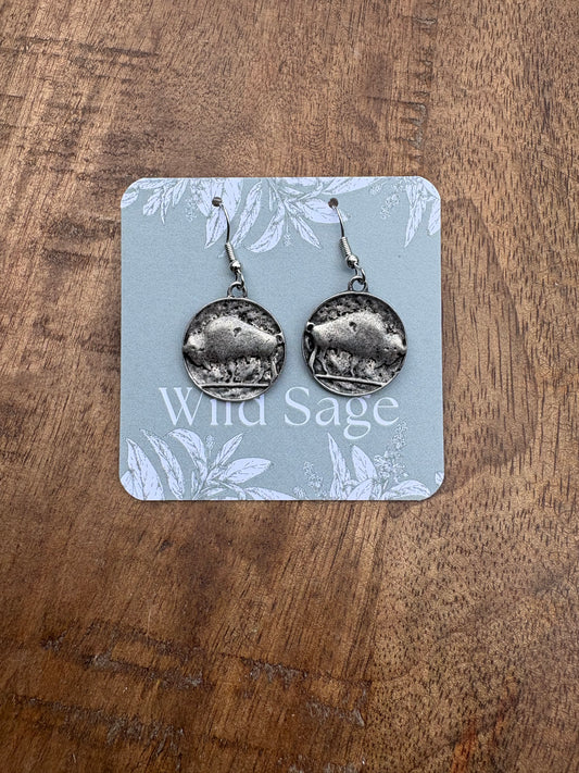 Silver Buffalo Earrings